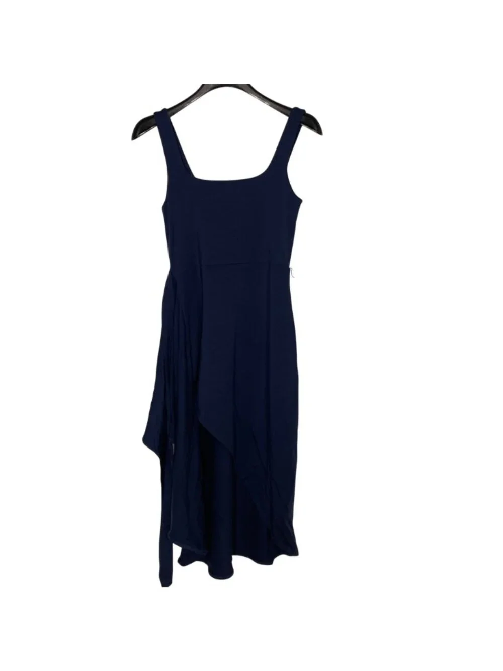 Quince Tencel Jersey Side Tie Midi Dress Navy Blue Sz SM Minimalist Comfort - Picture 4 of 9